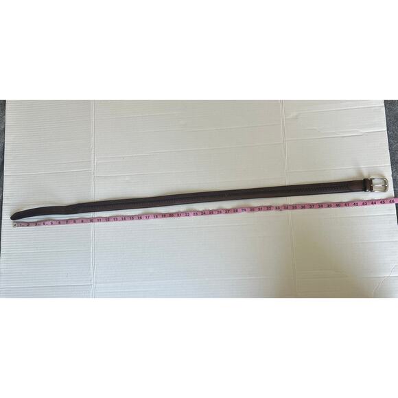 DONALD J TRUMP SIGNATURE COLLECTION BROWN BRAIDED SILVER BUCKLE LEATHER BELT 38 - Picture 4 of 12